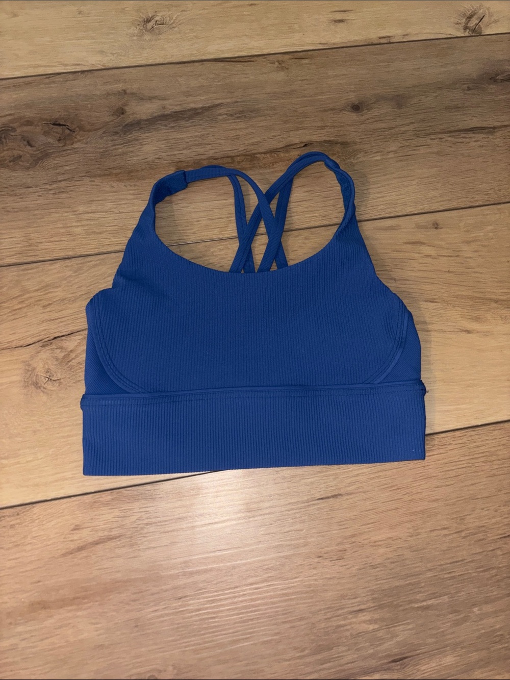 lululemon athletica Ribbed Electric Blue Strappy Sports Bra